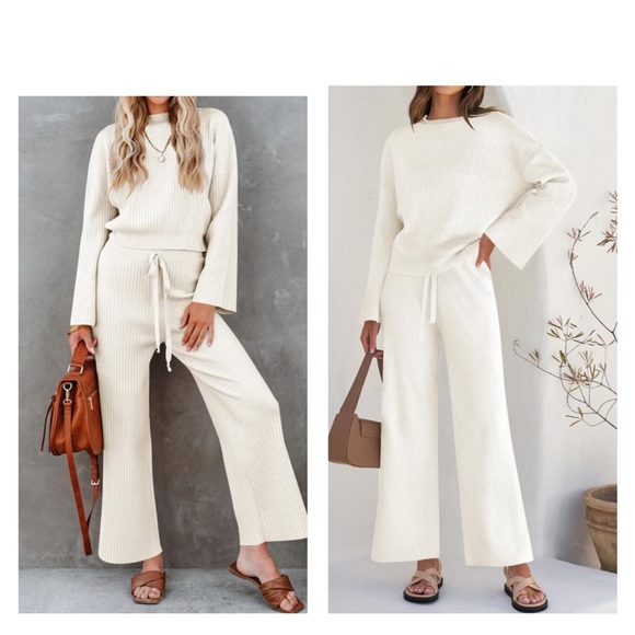 ELEVATED COMFORT VARSITY PULLOVER WIDE LEG PANT & TOP SET